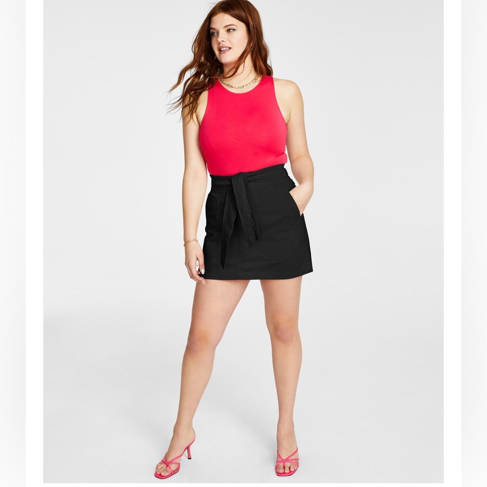 Bar III Tie Front Mini Skirt, NWT